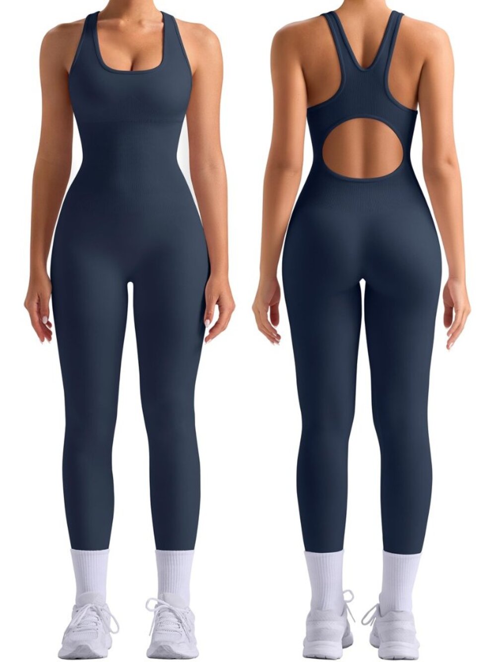 Womens Workout Jumpsuits Seamless Racerback One Piece Outfits Padded